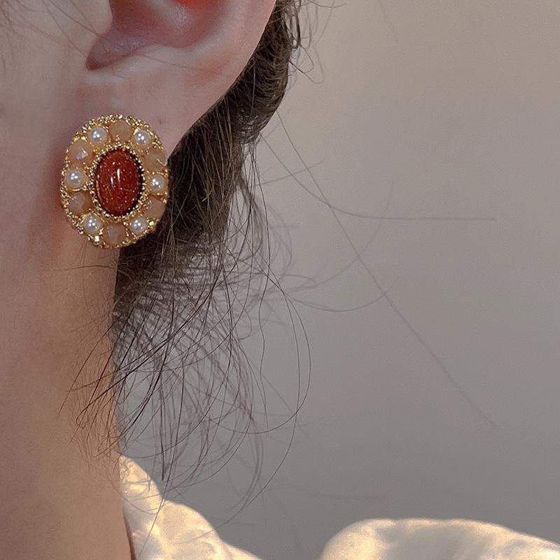 S925 Silver Needle Wine Red Pearl Stud Earrings - Trendy 2023 Exquisite Fashion Jewelry