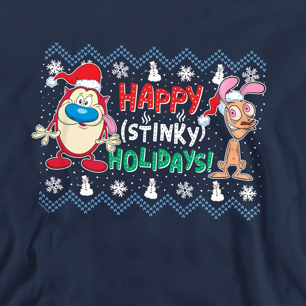 Ren & Stimpy Unisex Adult Happy Stinky Holidays Christmas Jumper Sweatshirt