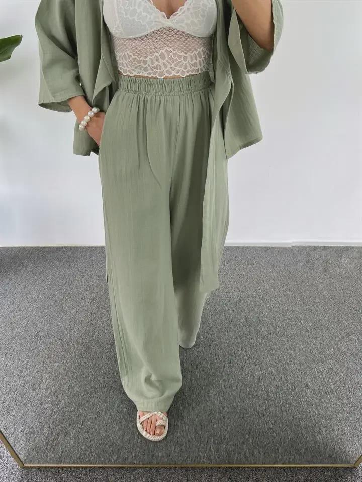 Damenmode, lässig, einfarbig, Strickjacke mit Krawatte und Hose, zweiteiliges Set