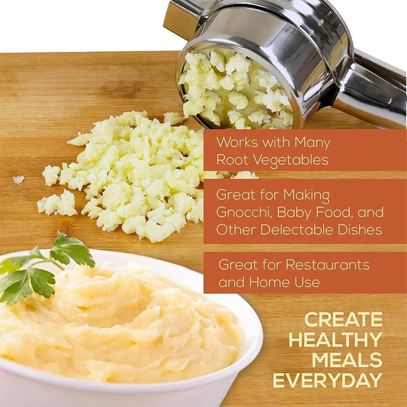 Ruční šťouchadlo na brambory z nerezové oceli se 3 výměnnými disky Odšťavňovač na ovoce Lis na citron