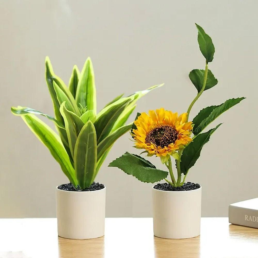 Mini Artificial Plants with Pot Simulation Flower Fake Flower Artificial Sunflower  Home Decor