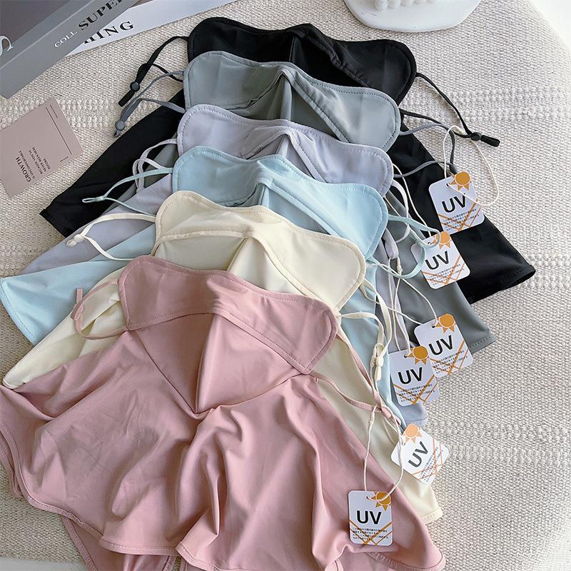 Solid Color Ice Silk Mask Sun Proof Uv Protection Face Scarves Windproof Breathable Face Shield Summer