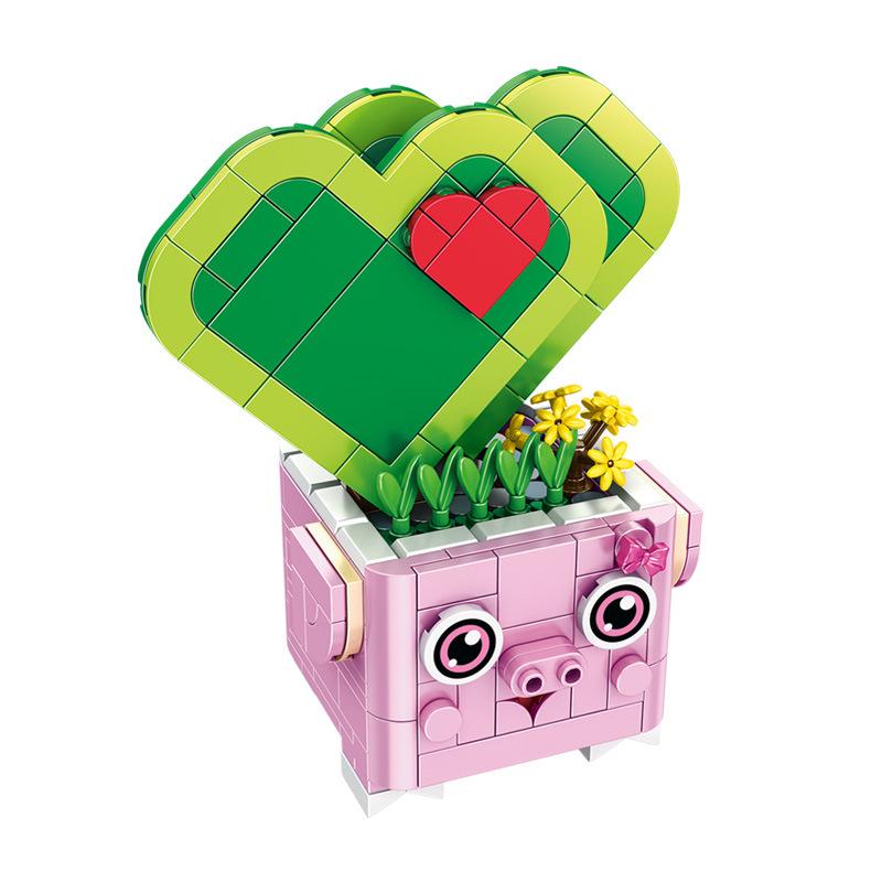 DIY Succulents Series Animal Potted brickheadz Assembled Building Blocks Small Particles Girl Toy Flower Toys for Children Gifts