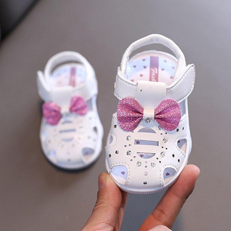 Summer Sandals Princesses Shoes For Girls Baby Breathable Hoolow Out Bow Shoes Flat Beach Sandals