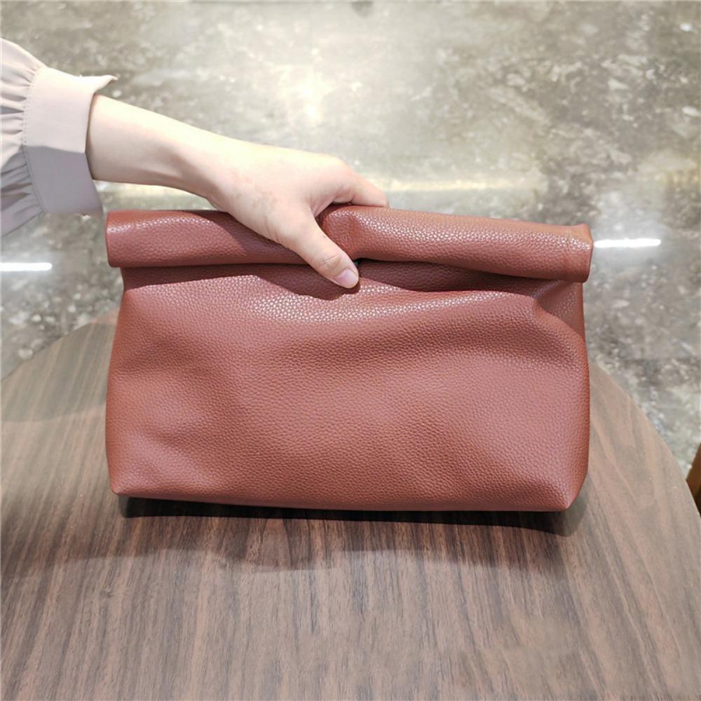 Large Capacity Clutch Bag Zipper Banquet Bag Elegant PU Handbag Work