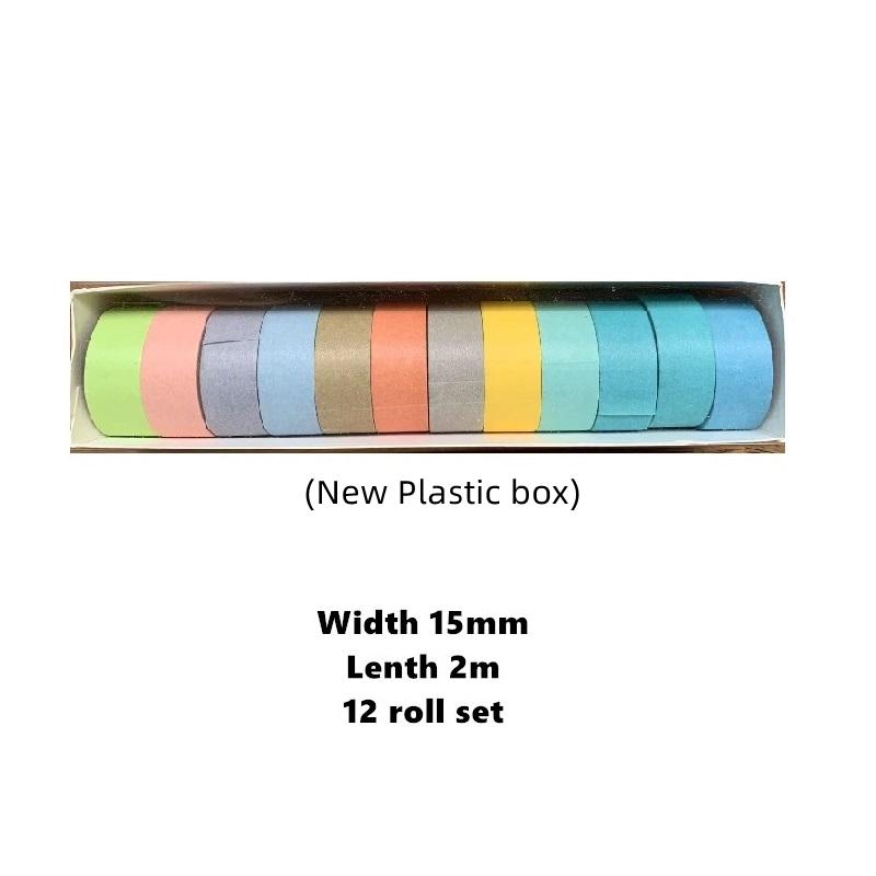 

12 шт. простых радужных цветных васи-лент, набор 15 мм, базовая декоративная клейкая лента, наклейки для домашнего дневника