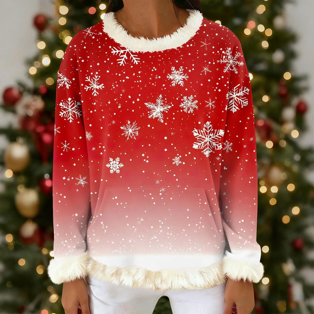 Women's Casual Fashion Print Long Sleeve Hooded Sweatshirt Top