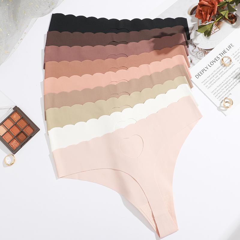 FINETOO 1 ks Dámské bezešvé tanga, s leopardím vzorem, červenými rty, ve tvaru srdce, módní, prodyšné, rychleschnoucí spodní prádlo, dárek k Valentýnu