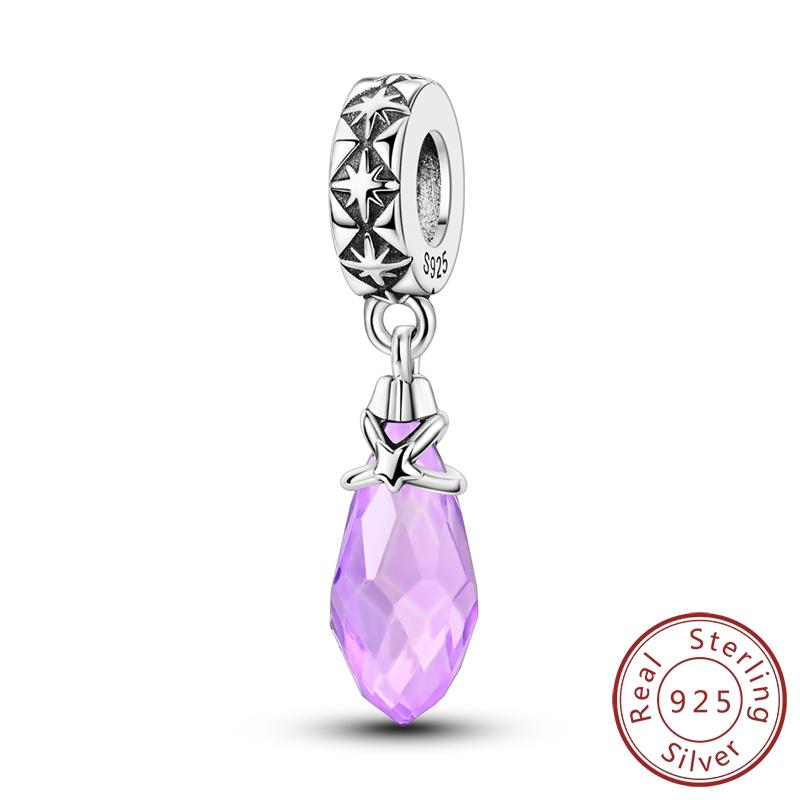 Girl Original Mystic Purple Charms Metal Charm Pendants Beads Fit Bangle Necklace Accessory Gift Ideal for Elegant Fashion Beautiful Lovely Exquisite