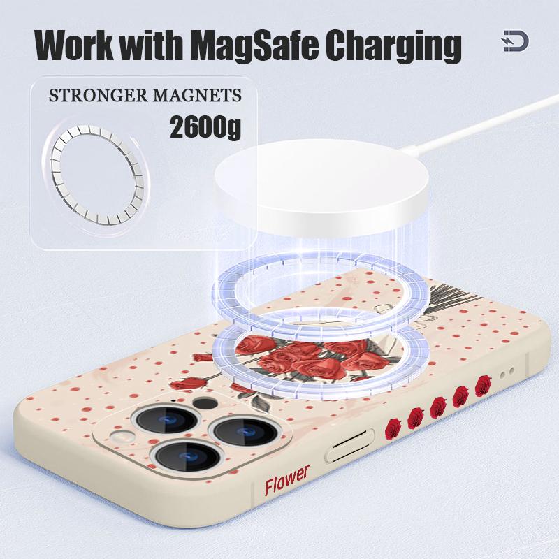 Etui do iPhone 17 Pro Max Kolorowy Wzór Malarstwo Olejne Kwiaty Róż Magnetyczne Dla Magsafe Miękkie Etui Do iPhone 16 15 14 13 Pro Max 17E 16E
