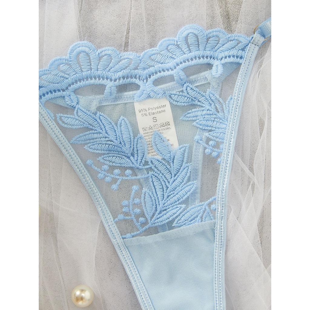 New Multi-color Sexy Embroidery Perspective Mesh Lace Gathering Erotic Underwear Suit Women
