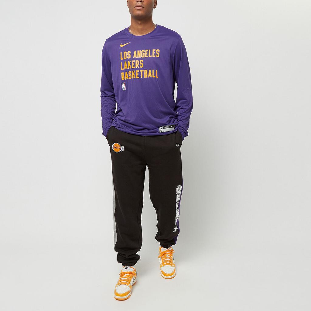 Nike Dri-FIT NBA Los Angeles Lakers Graphic Print Crew Neck Long Sleeve T-Shirt Men Tops Purple FD9953-504