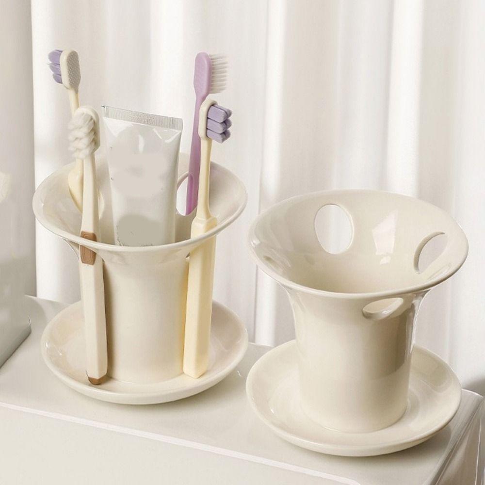 Plastic Toothbrush Holder Waterproof Multi-holes beard grooming Storage Box Space Saving Toiletries Storage Rack for Bathroom