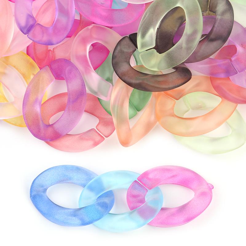 20pcs Ins Retro Rainbow Buckle Acrylic Long Chain Beads For Men Women Curb Cuban Link  Jewelry Making DIY Bracelet Necklace