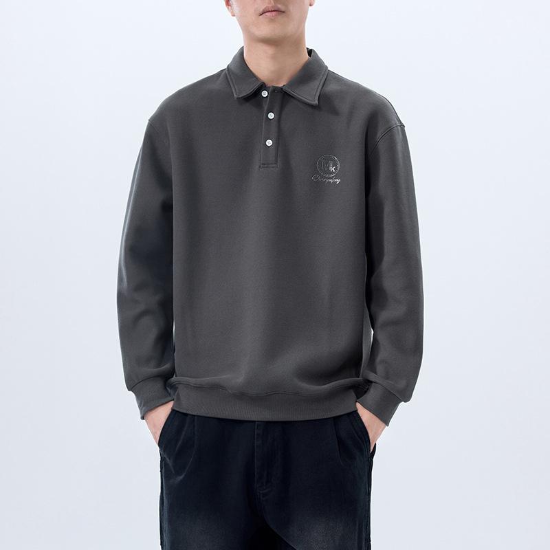 Autumn American Polo Shirt Sweater Men'S Ruffian Handsome Loose Large Size Long Sleeve Black Men'S Casual Top