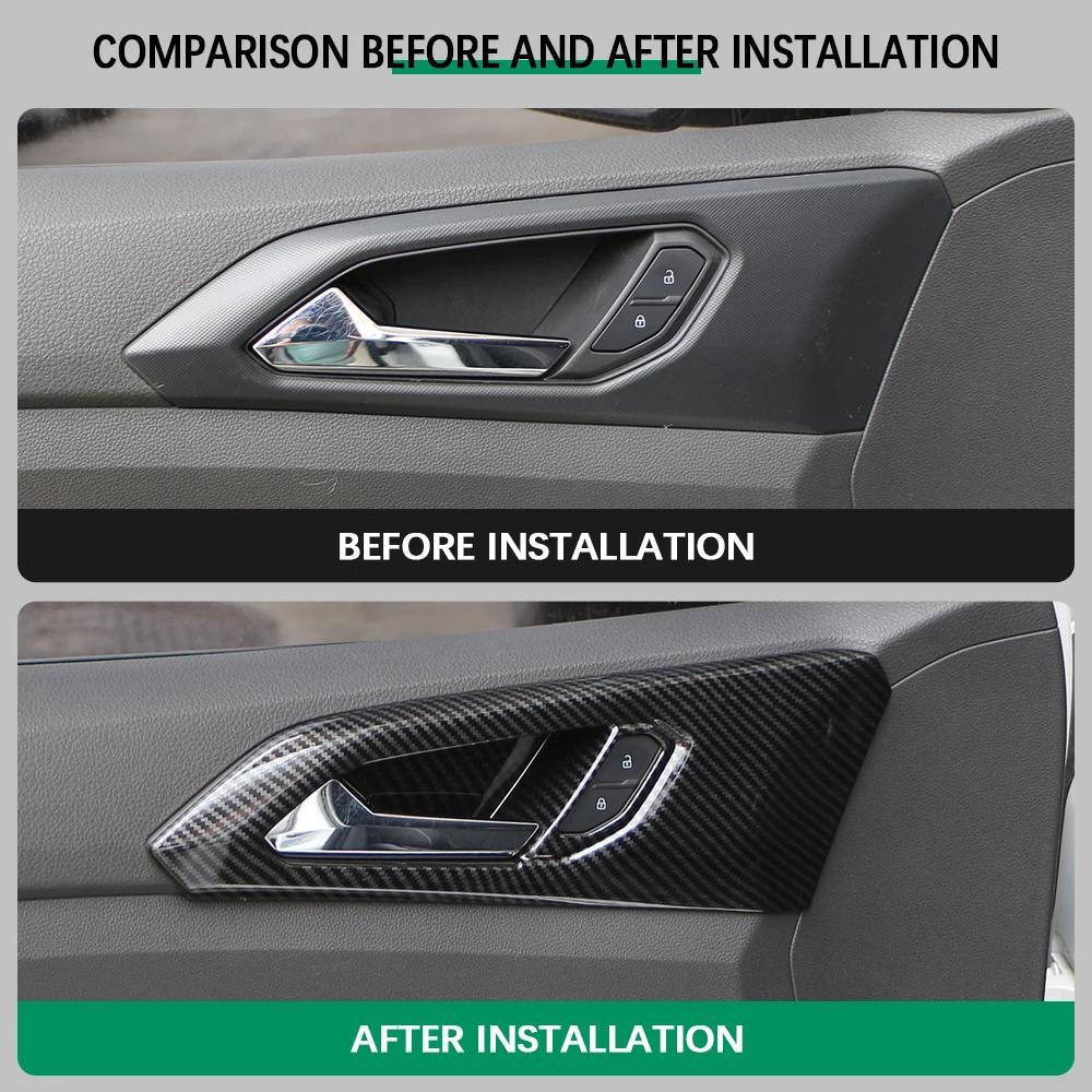 For Volkswagen VW T-Cross Tcross 2018 - 2025 LHD Door Handle Cover Decoration Sticker Trim Interior Accessories