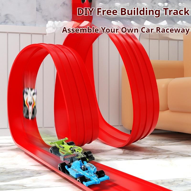 Children And Boys Cool Diy Assembly Track Aluminum Alloy Racing Car Gravity Inertia Sliding Track Toy Puzzle Assembly Cars Gifts
