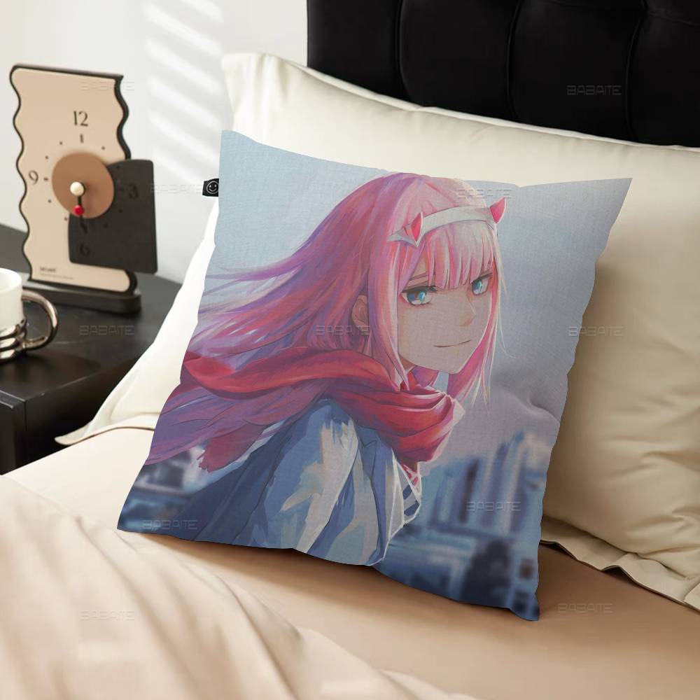 

DARLING In The FRANXX Zero Two 45*45cm Cushion Cover Pillow Cover Decor Pillowcase Home Pillowcase For Couch Pillow 30cmx30cm