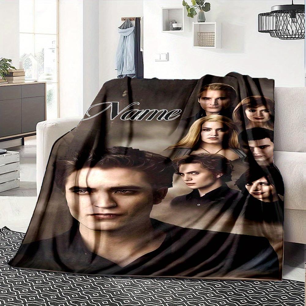 Twilight Saga Characters And Mystic Forest Flannel Blanket With Customizable Name Soft And Comfortable Shawl Blanket For All Seasons Suitable For Home