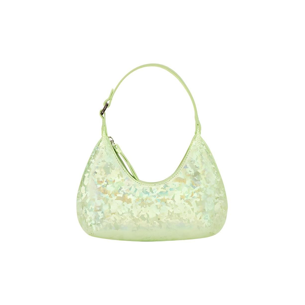 

By Far Amber Sequin Laser Colorful Leather Underarm Bag Crescent Handheld Shoulder Clutch Women bags Green 21PFBASPARDHOLOSMA Basic Set (Bag+Dust Bag)