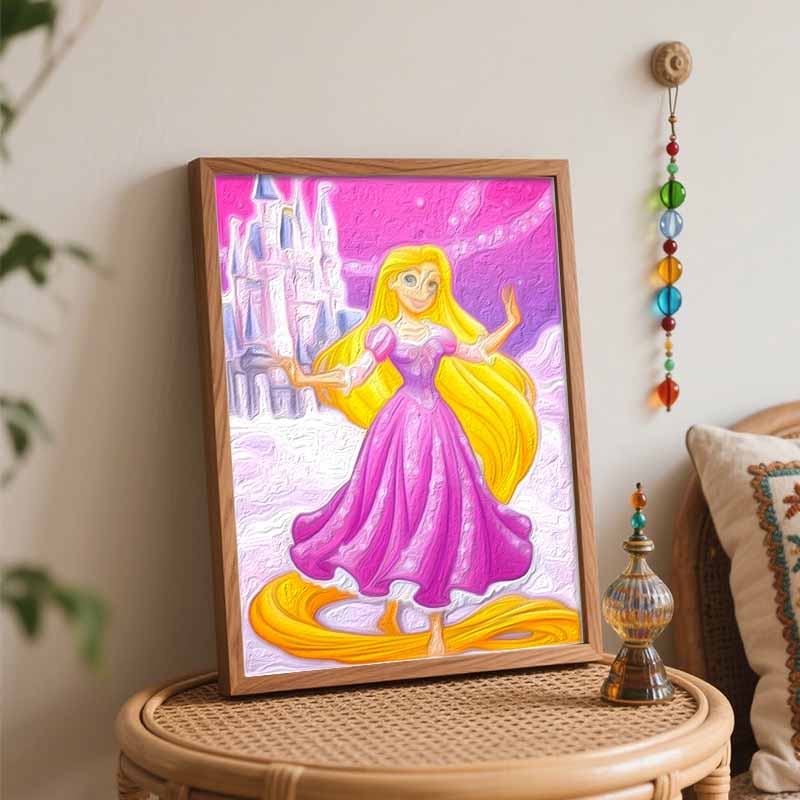 Disney Rapunzel DIY Oil Painting Art Painting Kit Home Wall Decor Handmade Gift Tangled Princess Castle Wall Art For Modern Room Decor