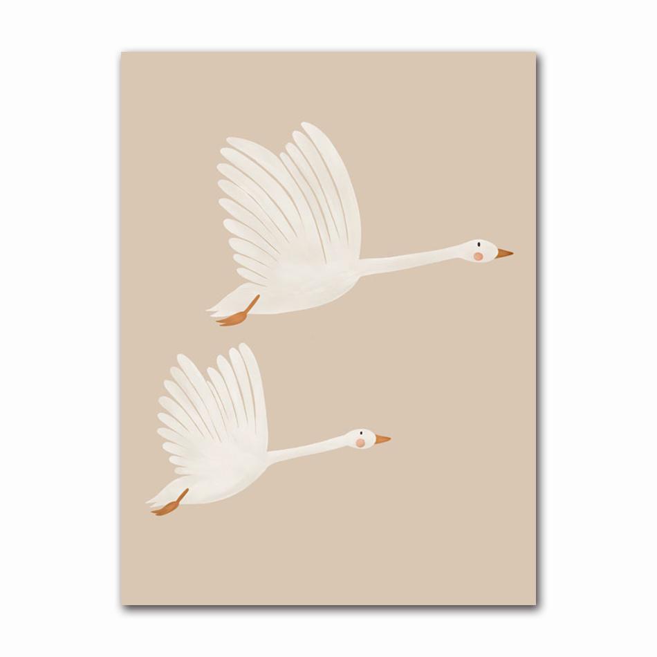 Boho Cartoon Rabbit Mouse Goose Nursery Wall Art Canvas Painting Nordic Retro Poster Prints Wall Picture Baby Kids Room Decor