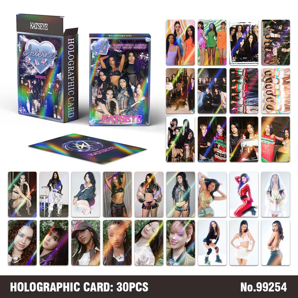 New 30-piece laser card KATSEYE album Internet Girl flash card star fan photo card LOMO