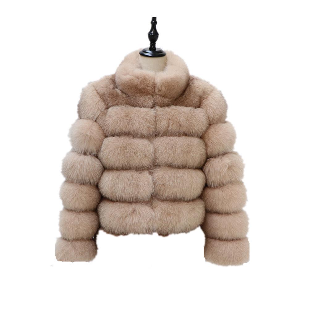 Women's Autumn/Winter Faux Fur Coat with Fox Fur Accents