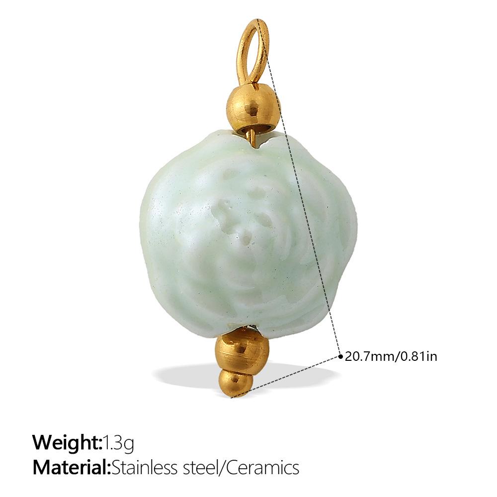 European and American sweet and cool style DIY dopamine ceramic pendant stainless steel plated 18K gold creative jewelry collection