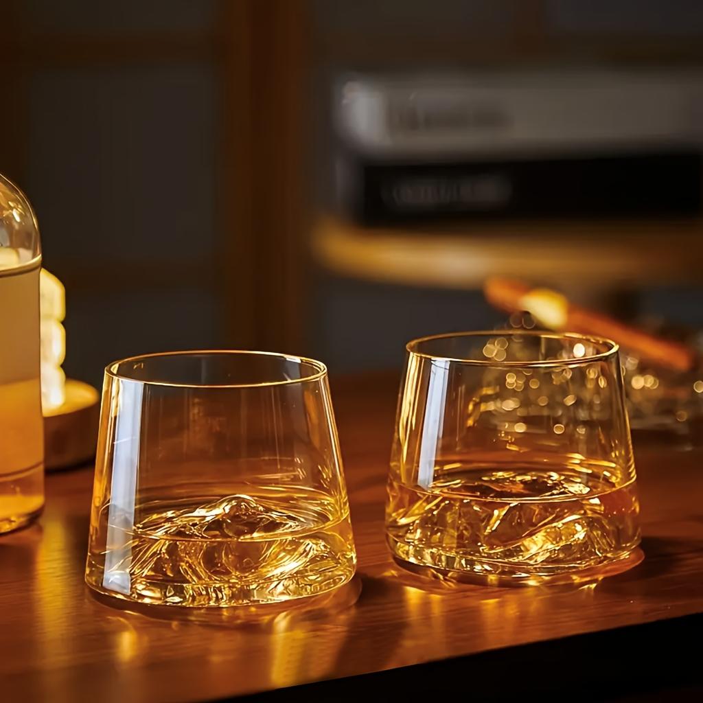 Japanese Fujiyama Mountain Glass Cup Vintage Ice Crystal Whiskey Tumbler Ins Style Water Cup