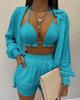 2025 Sexy Swimsuit Summer Fashion Solid Color Printing 3 Piece Suit Women