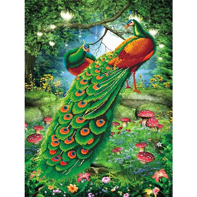 Diamond Painting Full Drill Kit Peacock Mosaic Embroidery Wall Stickers 5D DIY Diamond Art