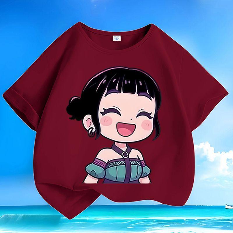 

Boys and Girls Fashionable KPOP Hunting Girl Group Zoey s T-shirt Summer Children s Loose Pure Cotton T-shirt 160