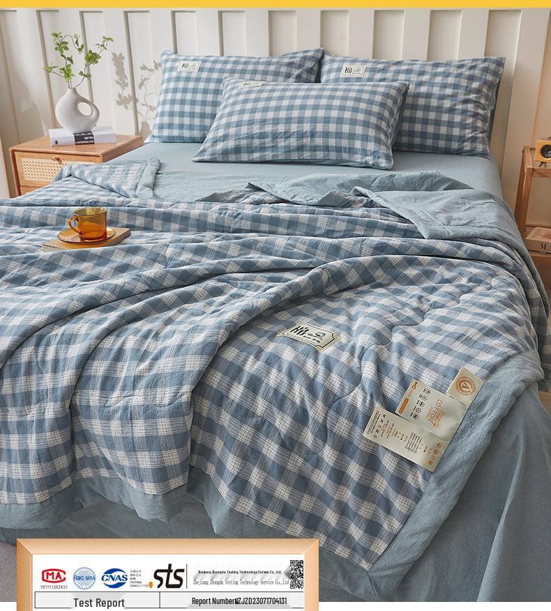 Muji-style Pure Cotton Summer Quilt – All-Cotton, Machine Washable Air Conditioning Quilt for Dorms