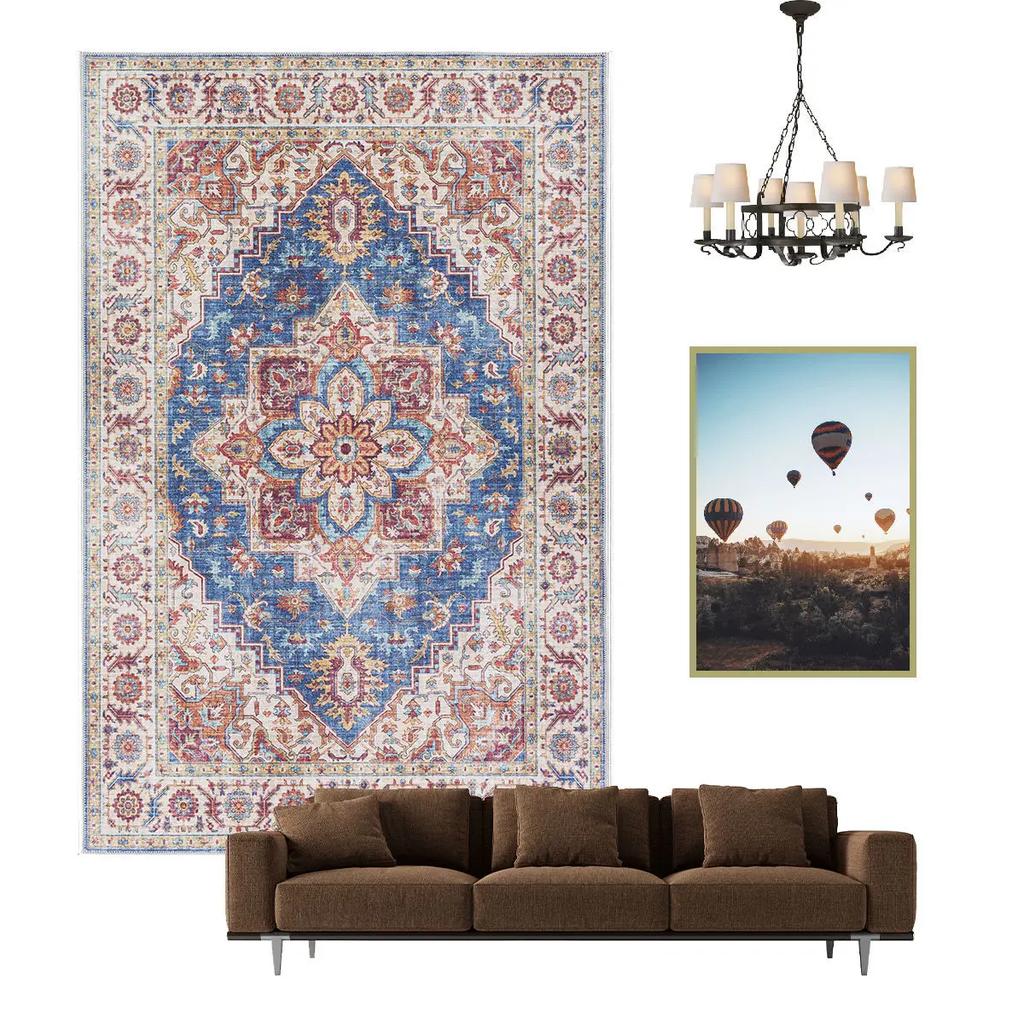 Nordischer ethnischer Stil Retro Teppich Wohnzimmer Dekoration Teppiche Zuhause Schlafzimmer Rutschfeste Matte Persisches Hofmuster Große Fläche Matte