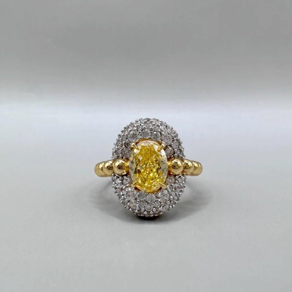 Eleganter 2024 Neuer Trendiger Offener Verstellbarer Ring Für Frauen Mit Schicken Gelben Diamantperlen