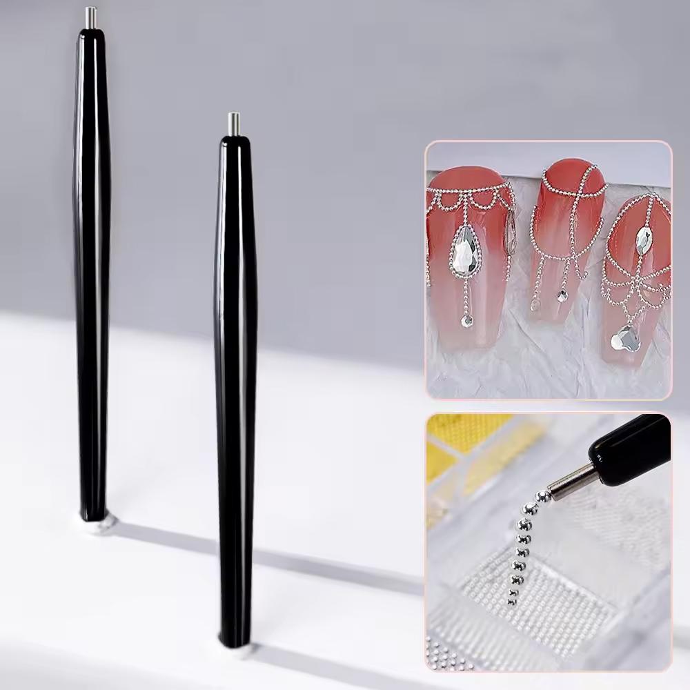 YIKOOLIN 1/2pcs Suction Steel Ball Magnet Pen Nail Art Tools 11cm Super Strong Suction Cat Eye Nail Polish Bead Magnet Pen Tool