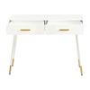 Makeup Table, Dressing Table, Desk with 2 Drawers, Metal Legs, White, Dimensions: H 76 cm × W 100 cm × D 40 cm (without mirror)