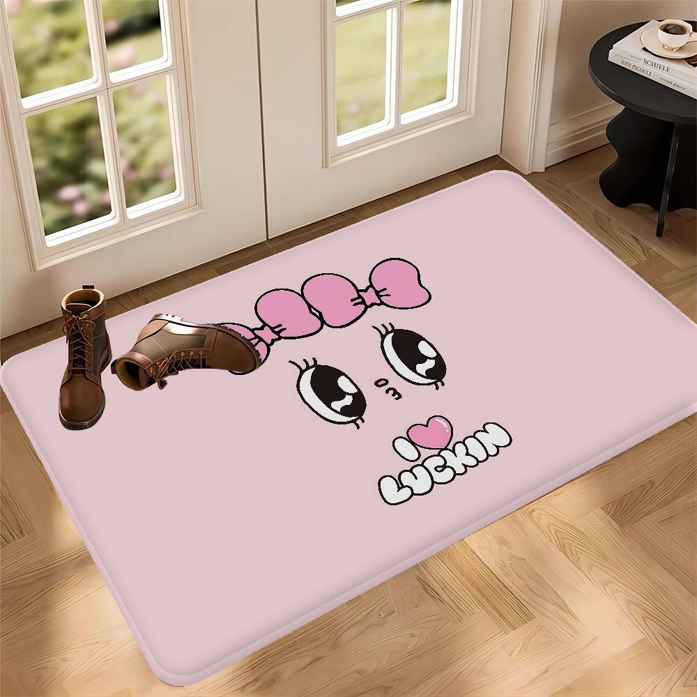 Cute Pink Esther Bunny Entrance Door Mat Washable Non-Slip Living Room Sofa Chairs Area Mat Kitchen Welcome Doormat