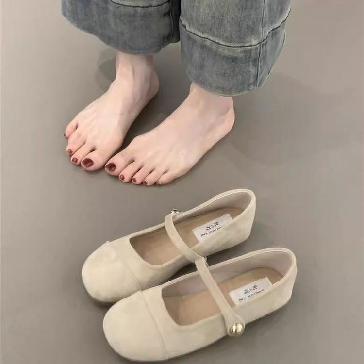 French Retro Light Mouth Red Single Shoes Female 2025 Spring New Gentle Fairy Suede Mary Jane Flat Women's Shoes