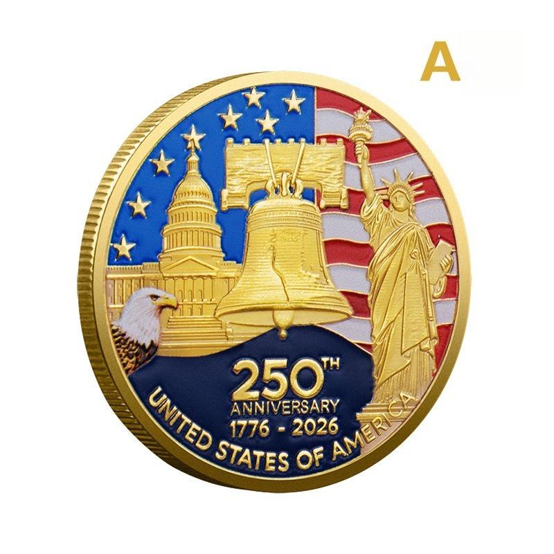 1pz Moneta Commemorativa Commercio Estero USA, Medaglia 250° Anniversario Indipendenza USA, Moneta Commemorativa USA 1776-2026