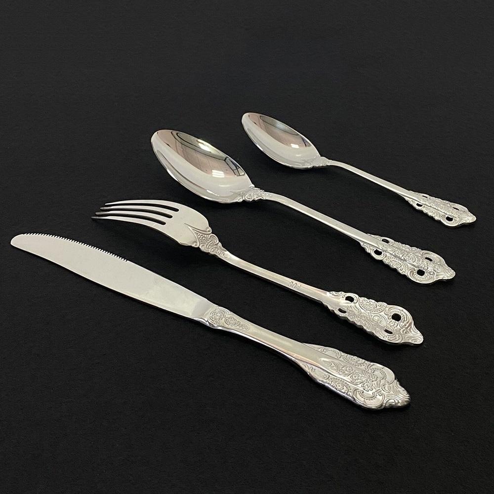 24Pcs Flatware Set Colorful Cutlery Set Stainless Steel Dinnerware Tableware Set Dinner for Home Kitchen Knife Fork Spoon Set Service for 6