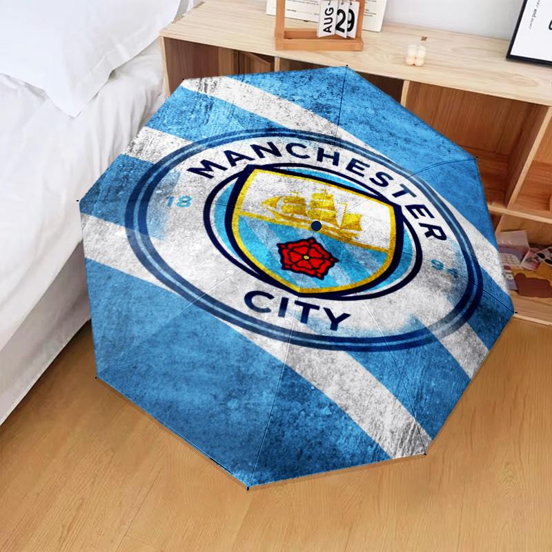 1PC Manchester City F.C Printed Umbrella Folding umbrella, automatic umbrella 8-Frame for Travel, camping Fan gifts Christmas Gifts