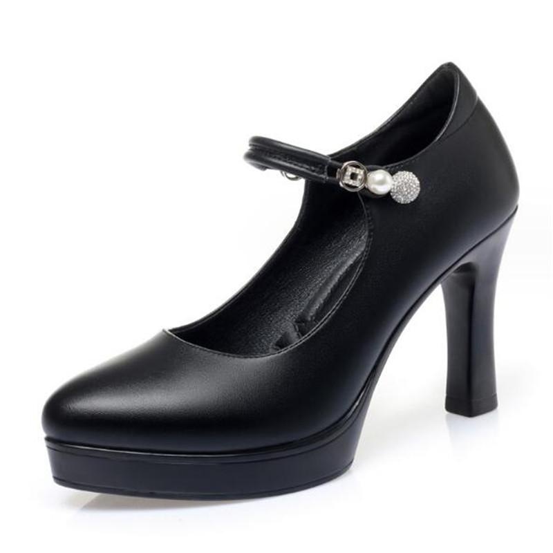 Fashion Size 34-42 Elegant Soft Leather High Heels Shoes Luxury Women Mary Janes 2025 Autumn Platform Pumps Office Party Ladies Shoes