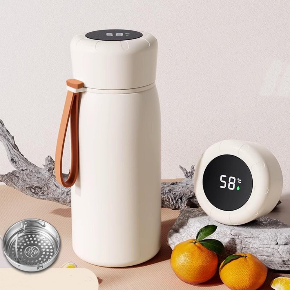 Intelligente Thermosflasche mit Temperaturanzeige, Vakuumisoliert, 316 Edelstahl-Thermosbecher für Kaffee und Tee, mit Infuser