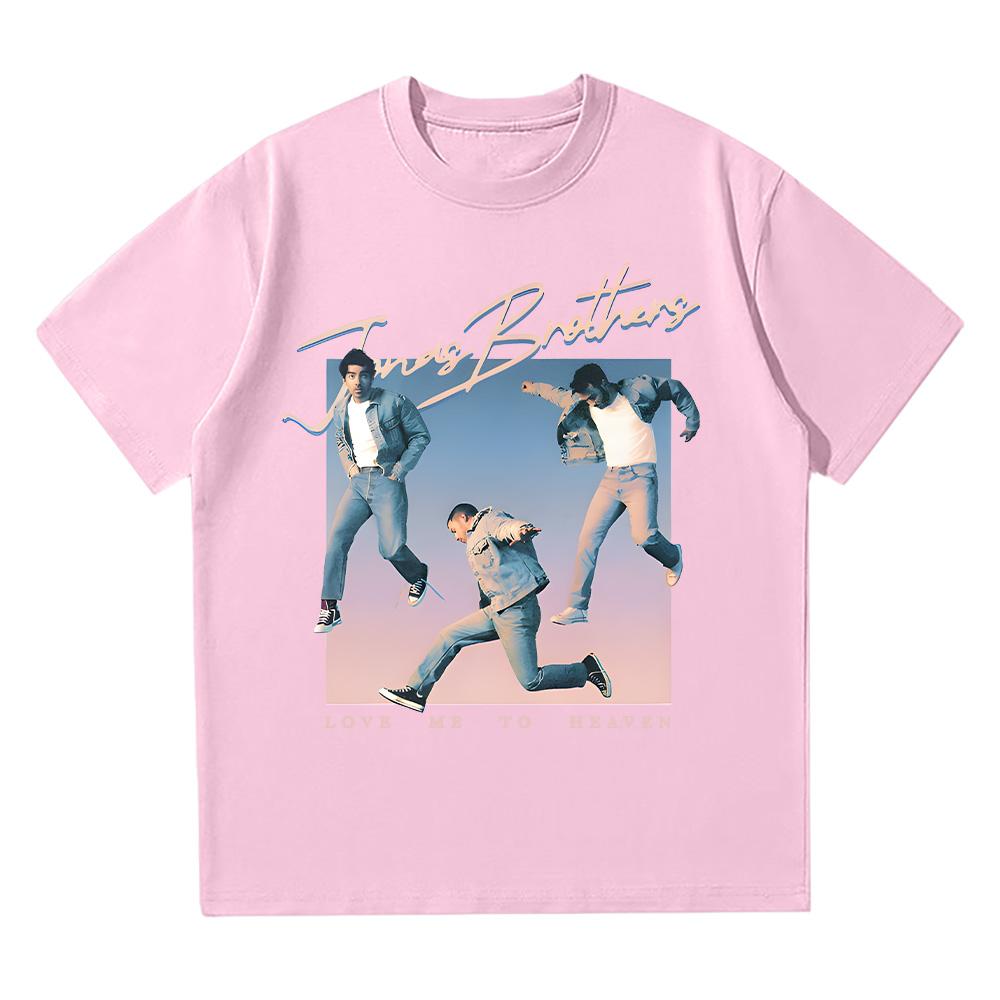 Miluj mě do nebe Modré retro tričko Jonas Brothers Hudba Bavlněné tričko Letní trendy Estetické Dámské Pánské Krátký rukáv Y2K trička