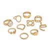 6/8/12 pcs/set Gold Sliver Open Ring Sets Zinc Zinc Alloy Floral Ring Elegant Geometric Baroque Ring  Gift