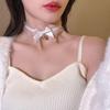 Lace-Trim Bow & Ruffle Chain Retro Choker Necklace with Bell