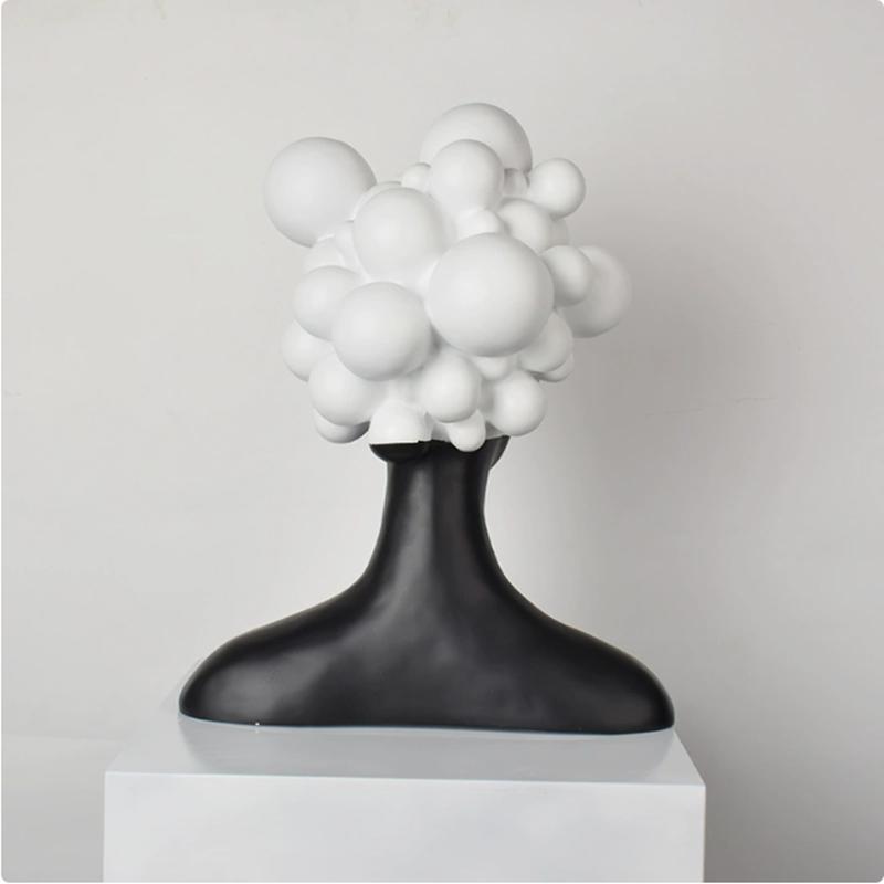 Abstract Art Figure Sculpture, Resin Decoration, Black and White Female Images, Statues, Gifts, Home Decoration Accessories