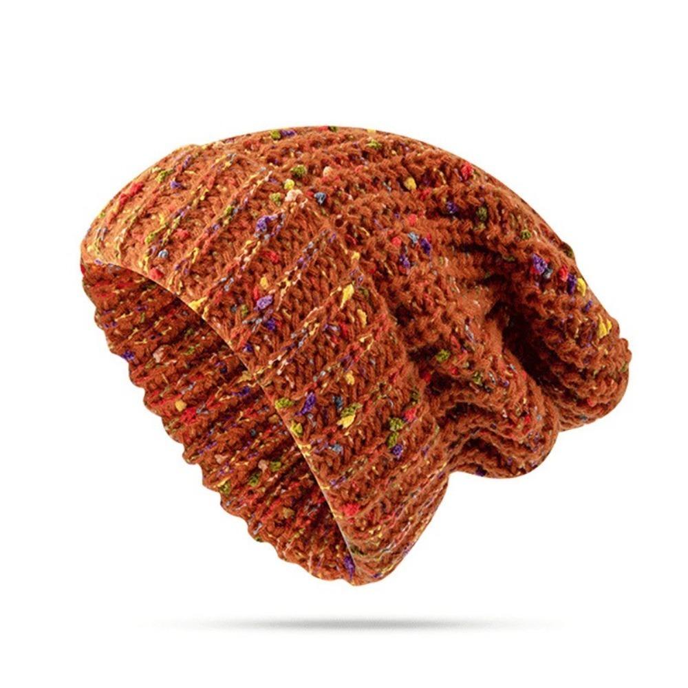 Keep Warm Beanie Hat Mixed Color Ear Protection Hat Trendy Knitted Hat  for Autumn & Winter